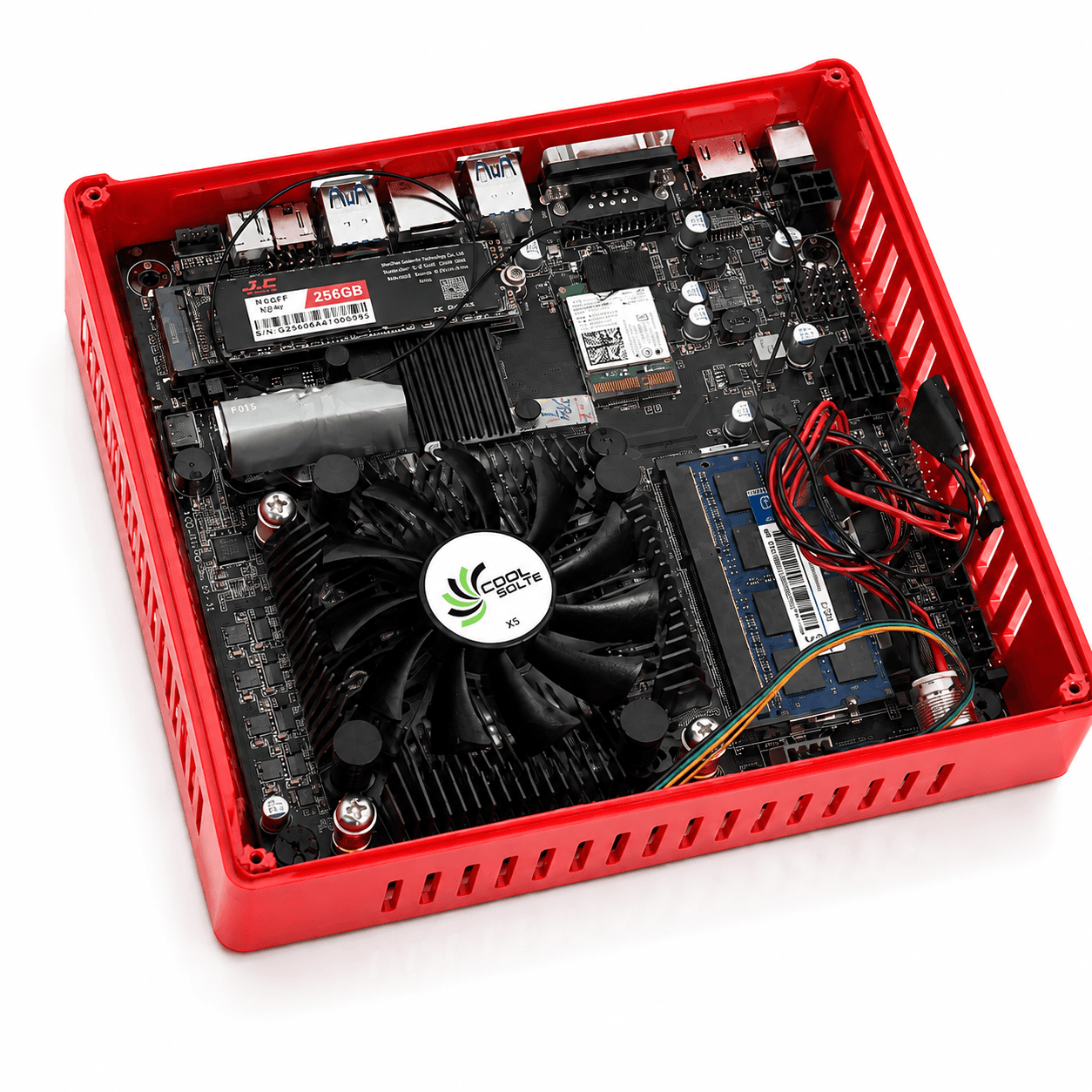 Mini PC H110 — bên trong case, quạt tản nhiệt COOL SOLTE X5