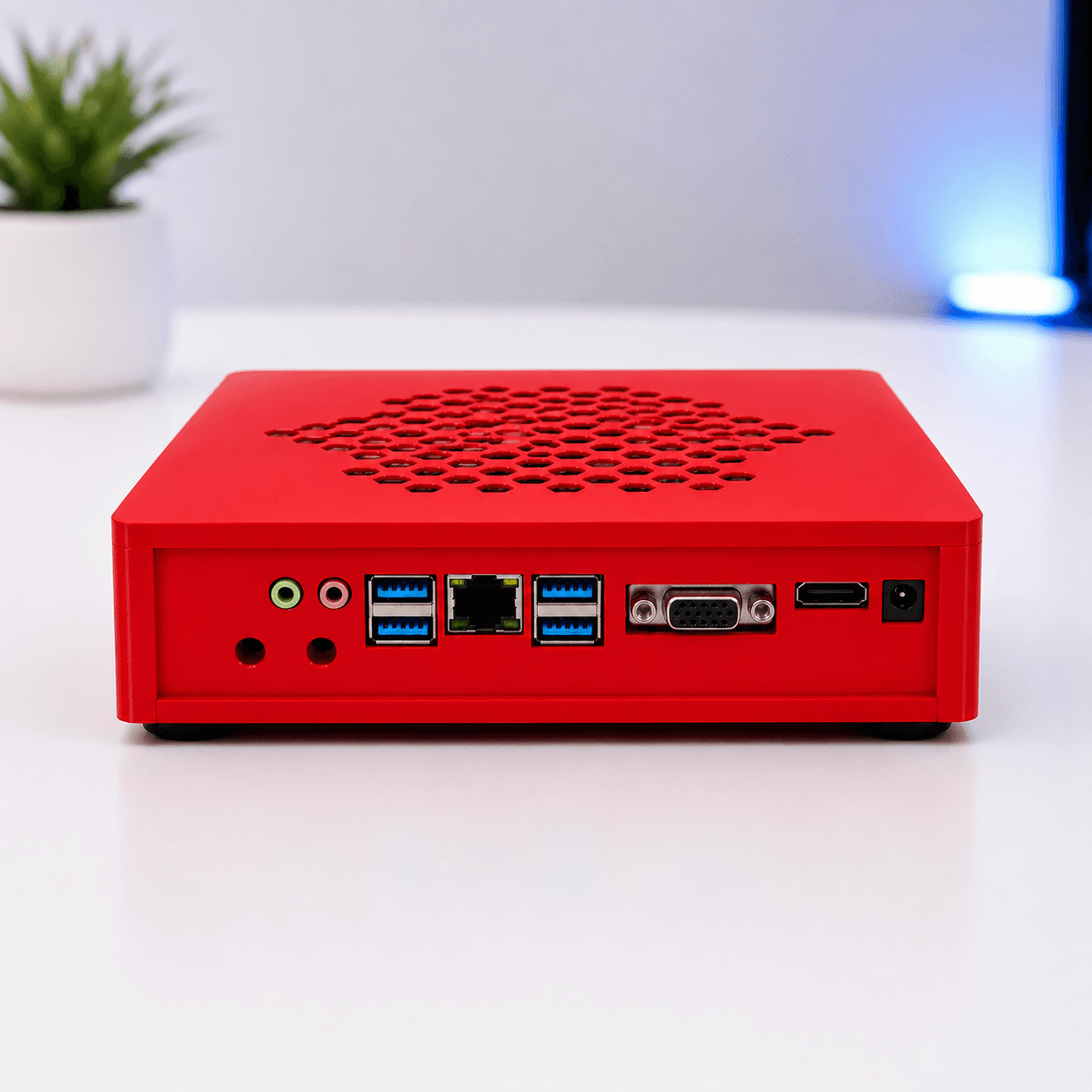 Mini PC H110 — nhìn thẳng mặt sau